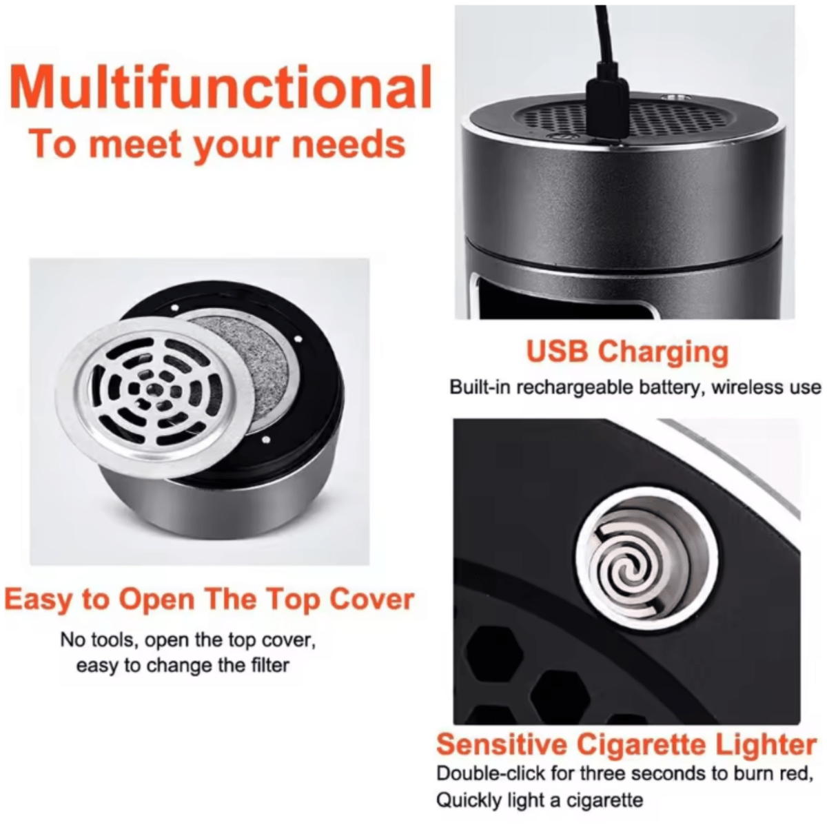 BowLift | AEROCLEAN – Smart Smokeless Ashtray with Rechargeable Battery and HEPA Filter