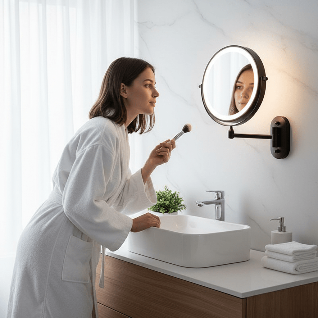 BowLift | LED magnifying mirror with adjustable lighting and rechargeable battery