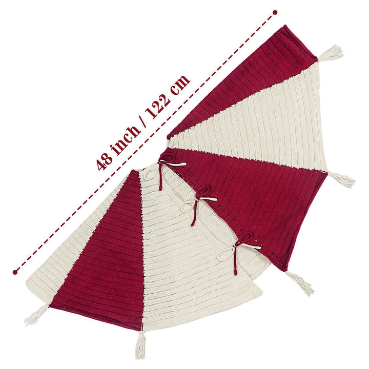 BowLift | Christmas Tree Bottom Decoration Red And White Tassel Knitted Christmas-tree Skirt