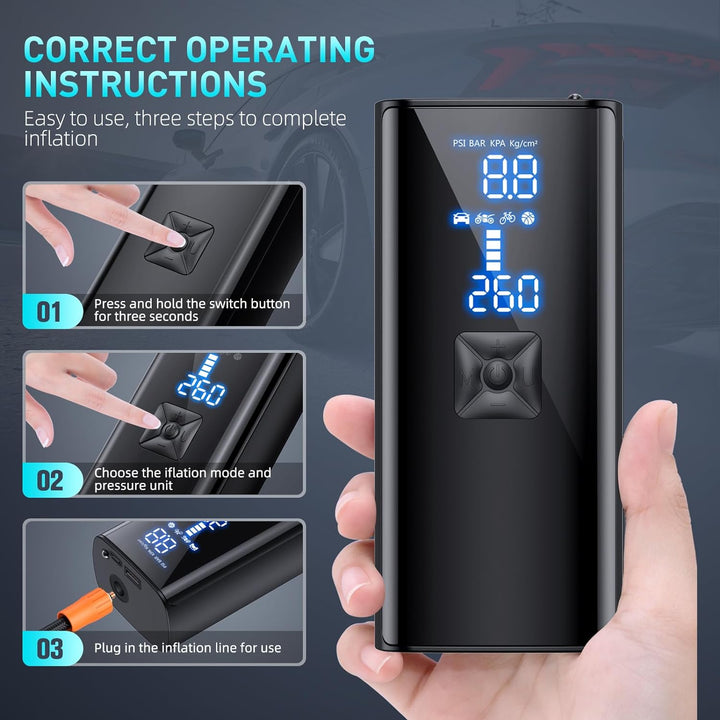 BowLift | LumenPump Air Compressor – Cordless Tyre Pump for Quick & Efficient Car Tyre Inflation Anywhere