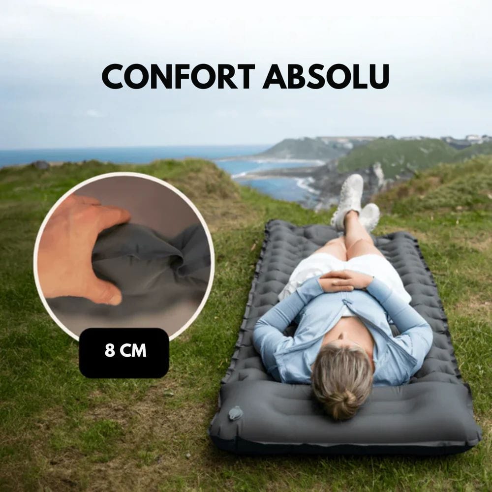 BowLift | AirTrek Mat – Inflatable Camping Mattress with Foot Pump & Built-In Pillow