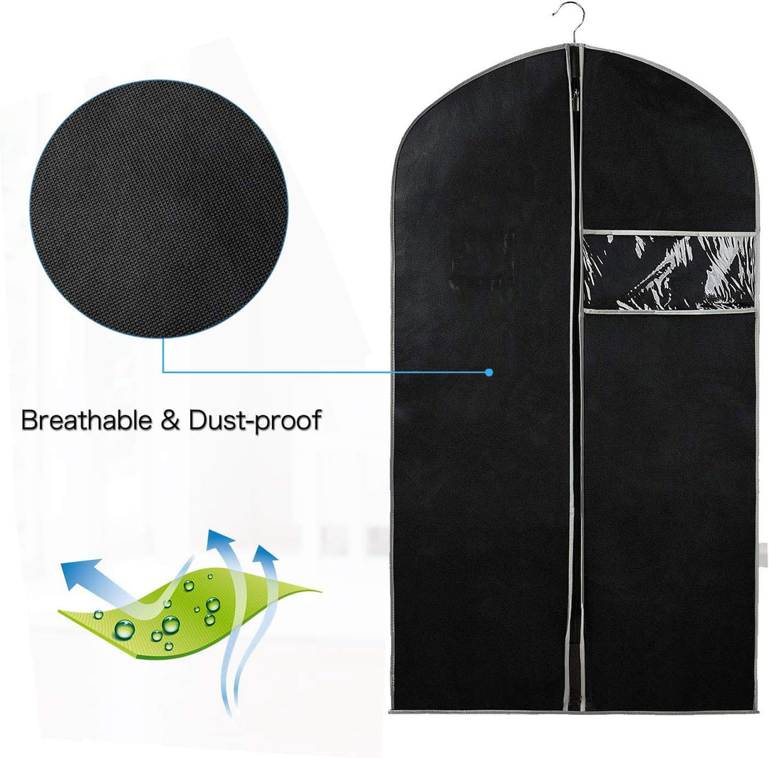 BowLift | Breathable garment cover set – 5-pack garment storage covers with window (1+1 FREE)