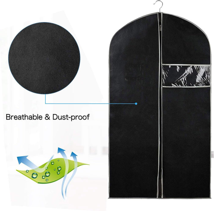 BowLift | Breathable garment cover set – 5-pack garment storage covers with window (1+1 FREE)