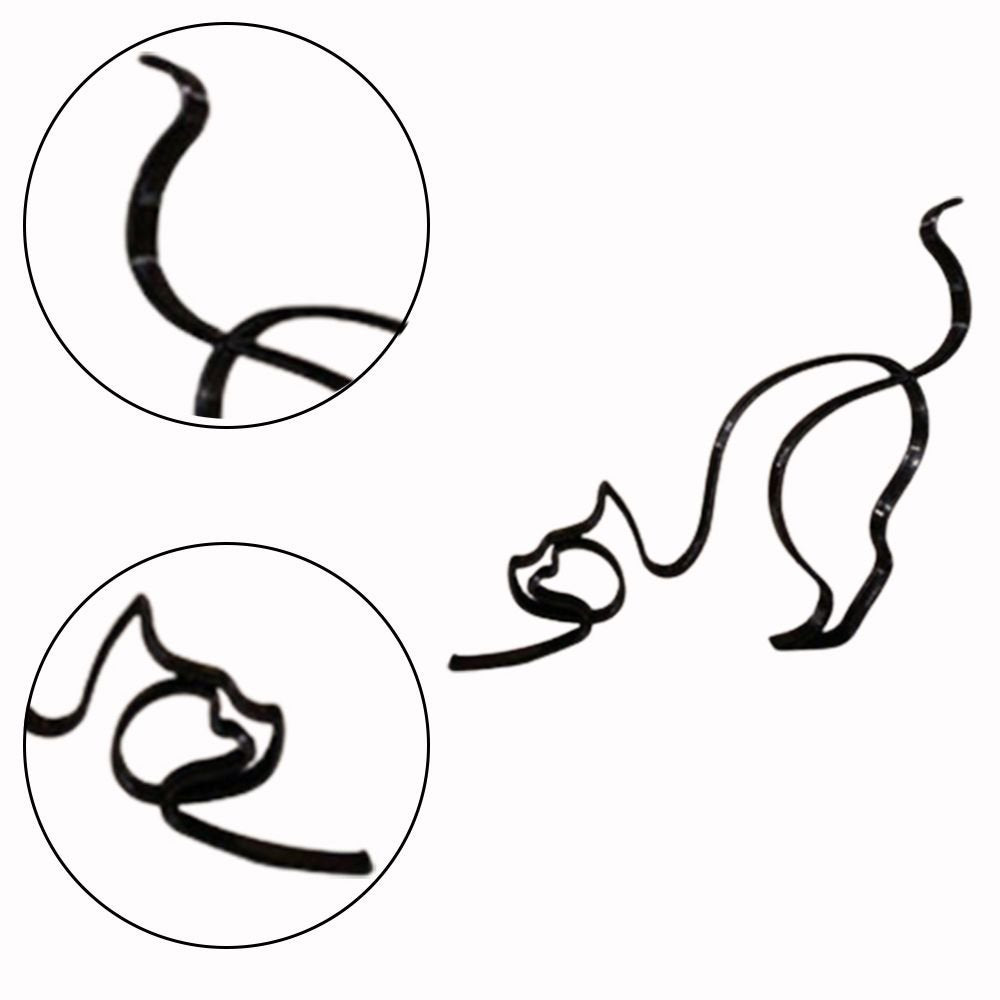 BowLift | Tier Kunst Eisen Skulptur Retro Metall schwarze Linien Katze Hund Schreibtisch Ornament