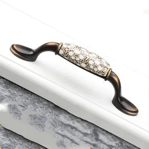 Antique Bronze Ceramic Cabinet Handles Vintage Drawer Knobs Door Pulls | Bowlift