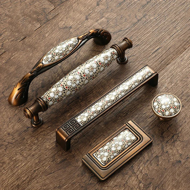Antique Bronze Ceramic Cabinet Handles Vintage Drawer Knobs Door Pulls | Bowlift