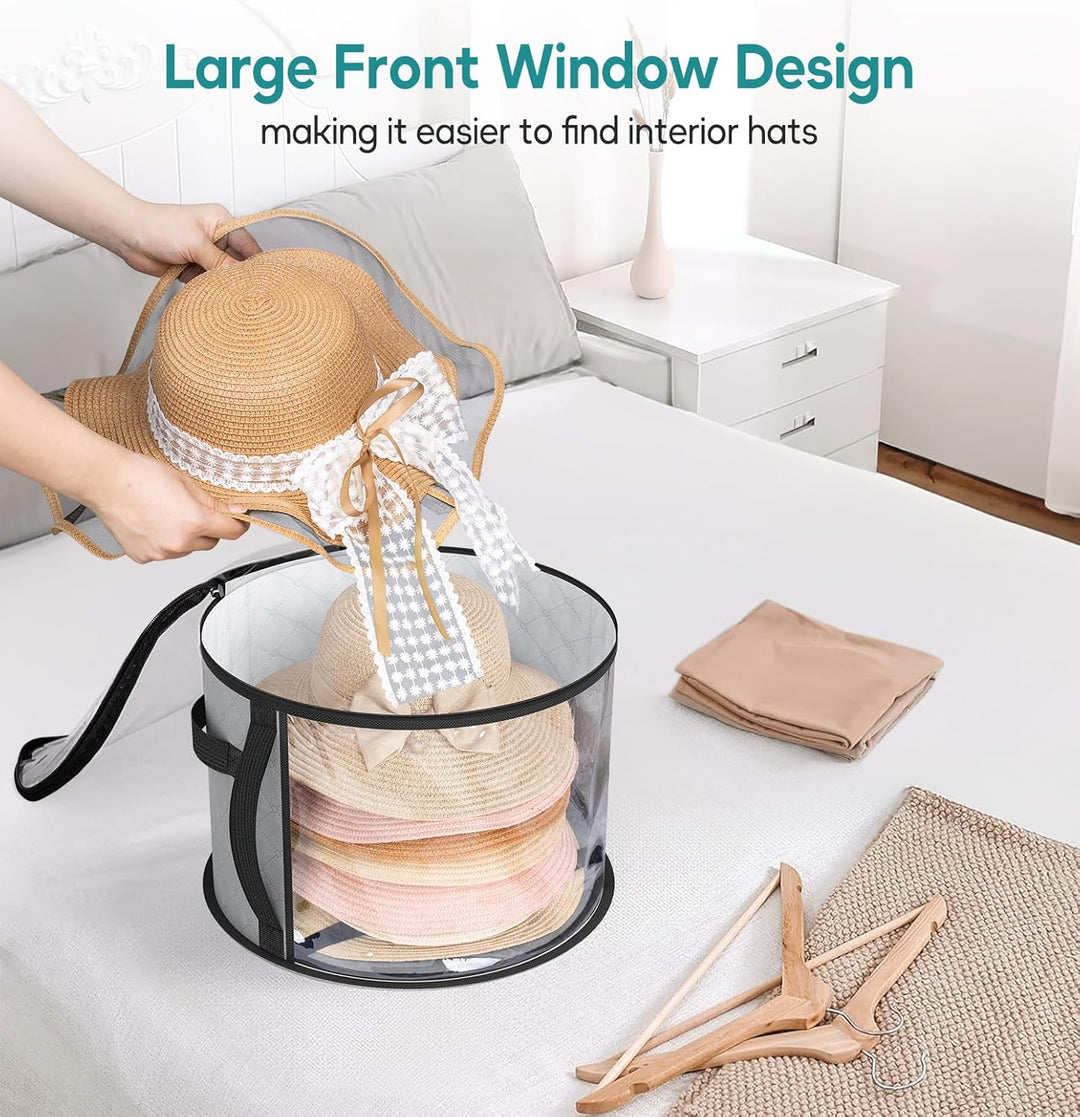 Large Clear Hat Storage Case – Wide-Brim Hat Organiser with Handles | Bowlift