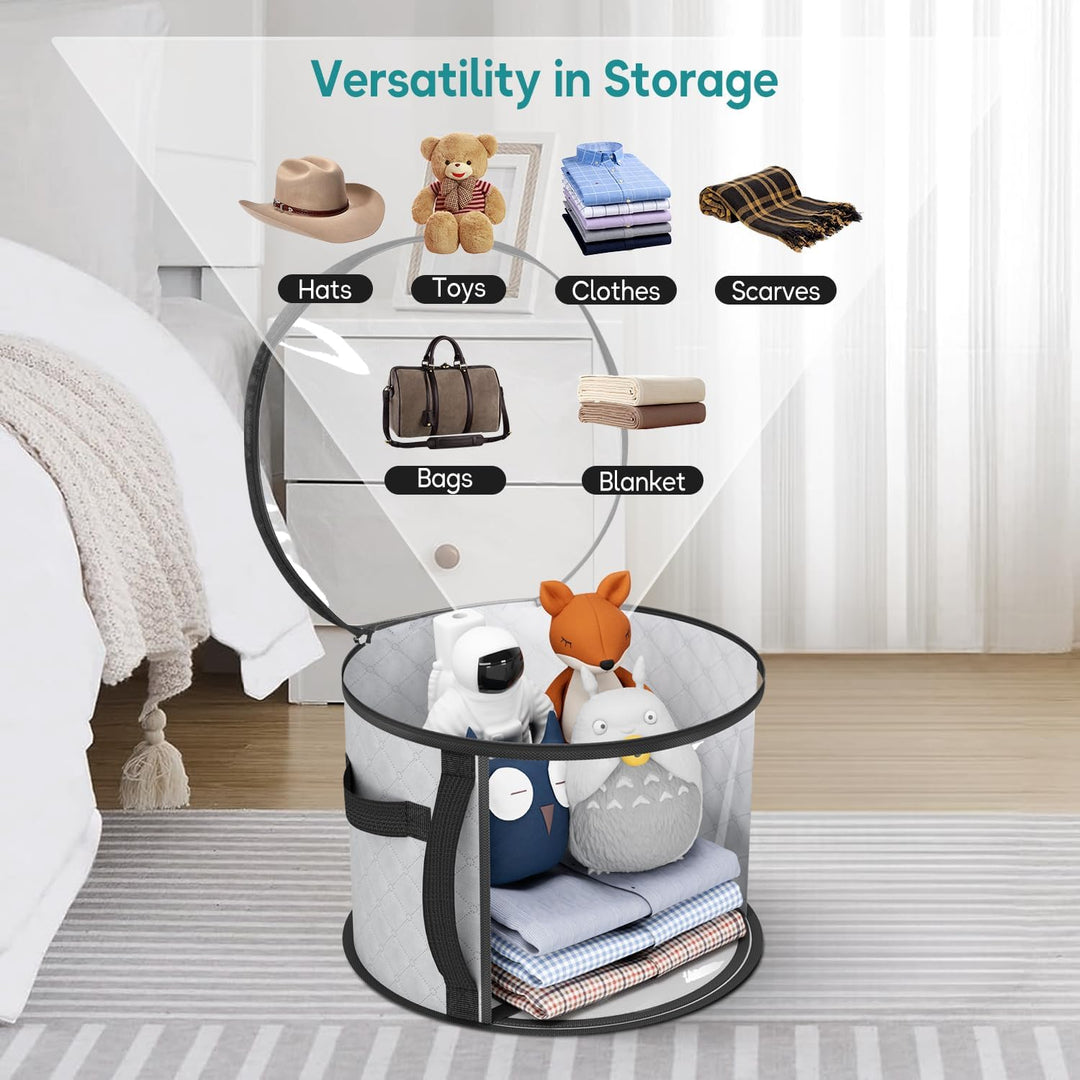 Large Clear Hat Storage Case – Wide-Brim Hat Organiser with Handles | Bowlift