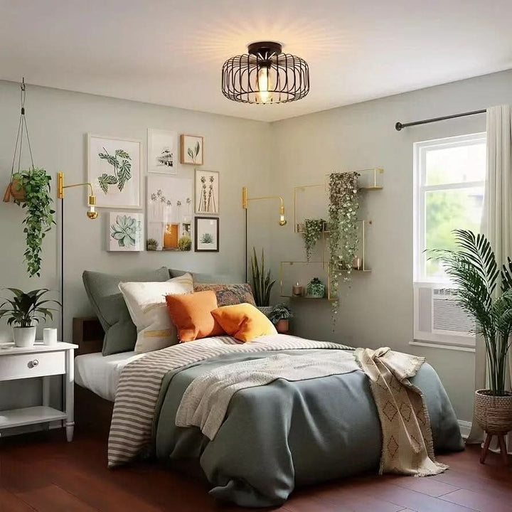 BowLift | Modern Birdcage E26 Ceiling Light – Iron Flush Mount Fixture