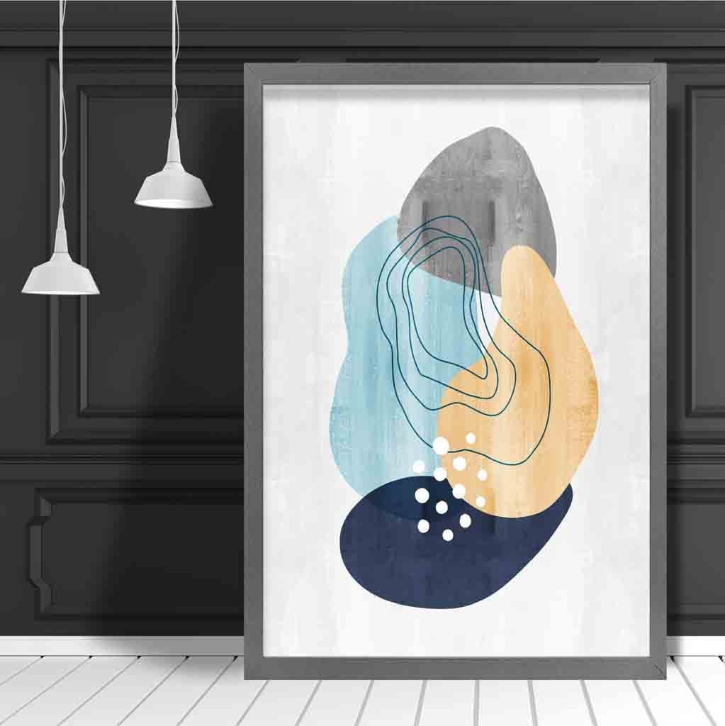Abstract Navy Gray Yellow Artwork 01 | Bowlift