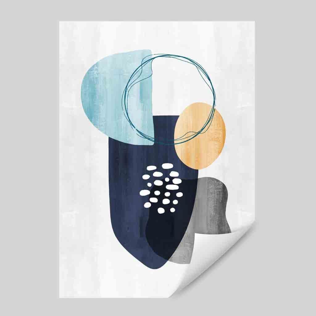 Abstract Navy Gray Yellow Art Print 03 | Bowlift