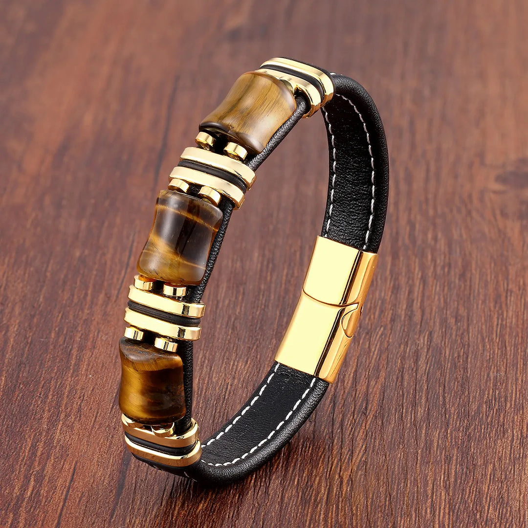 BowLift | Leather Bracelet with Tiger Eye Natural Stone