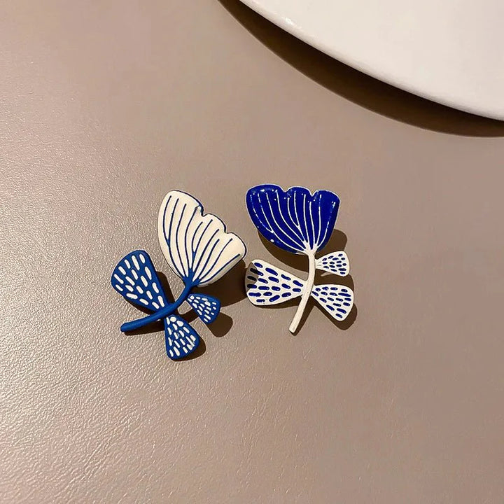 BowLift | Artistic Blue & White Floral Earrings