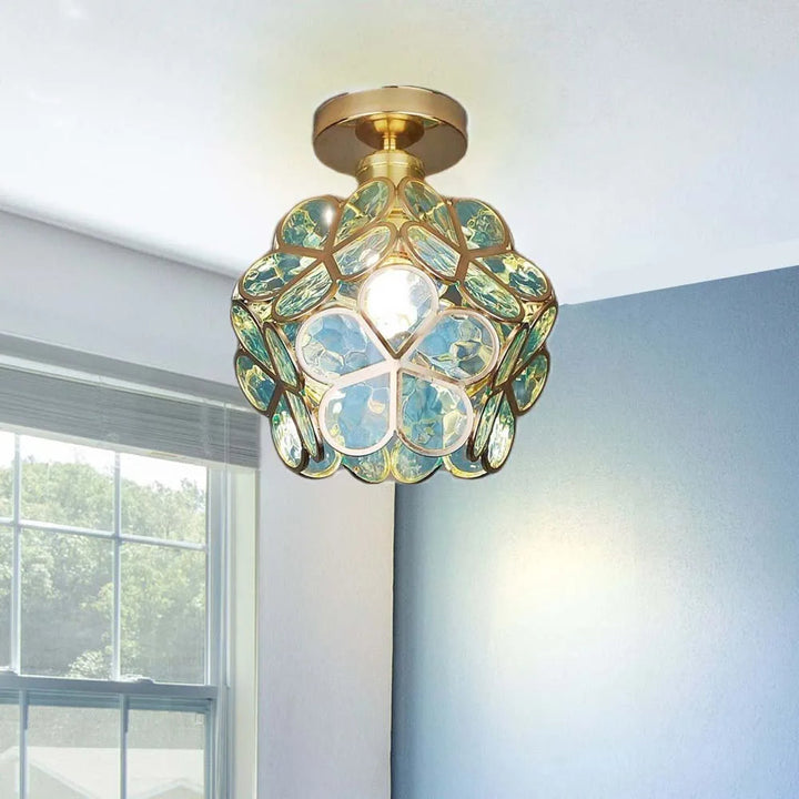 BowLift | Artistic Glass Ceiling Lamp with Flower Pattern - FlowerHall