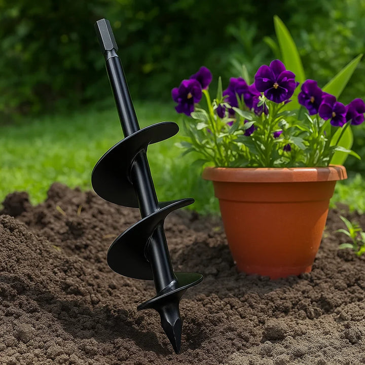 BowLift | SoilBuster Garden Auger Drill Bit - 3-Inch Heavy-Duty Spiral Tool for Planting Bulbs, Flowers, and Vegetables