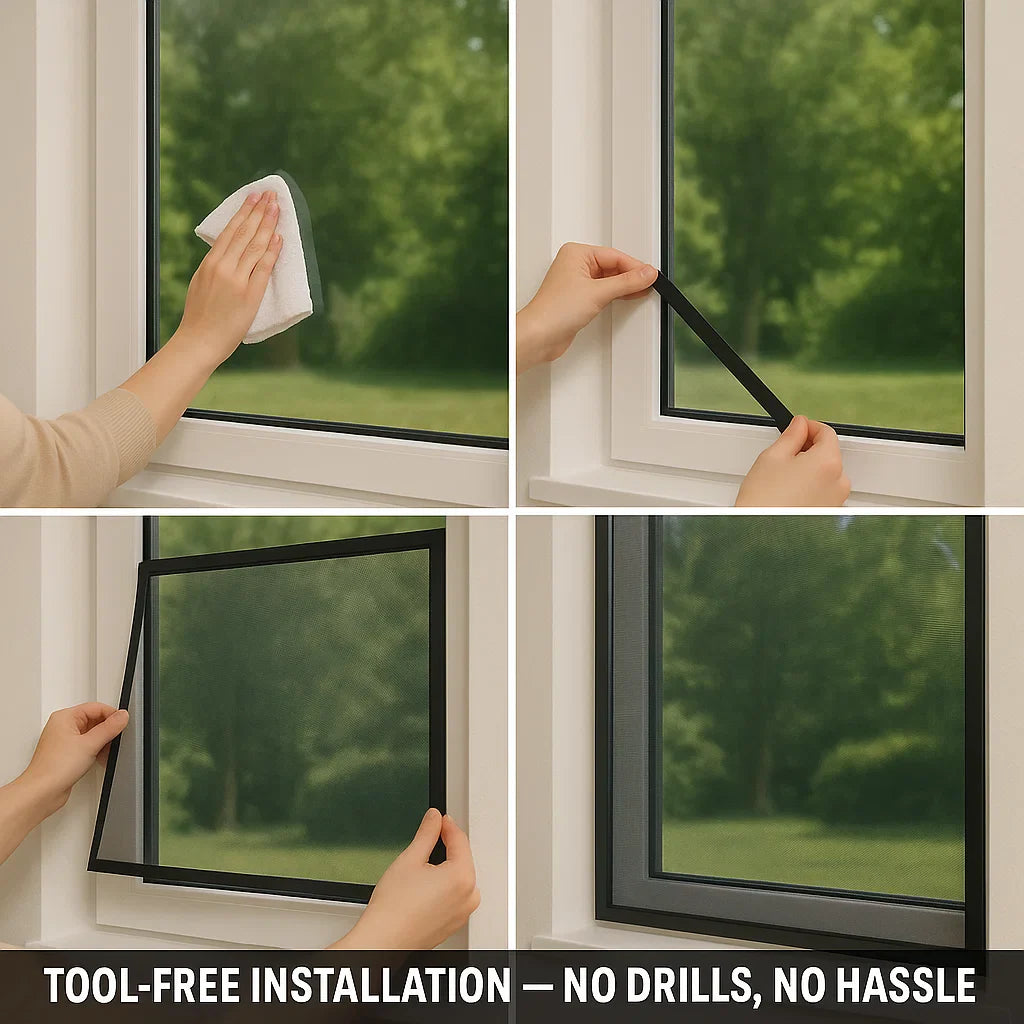 BowLift | Magnetic Mosquito Net for Windows - No-See-Um Mesh Insect Screen for Home Protection & Bug Prevention