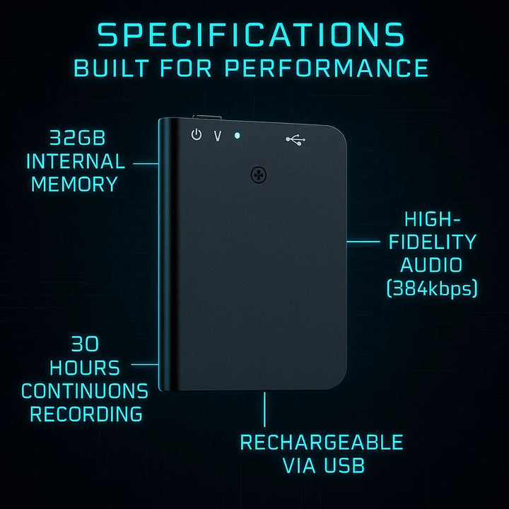BowLift | Miniature Voice Recorder – Small, Discreet, and Powerful Audio Capture | Perfect for Stealth Recording and Voice Activation
