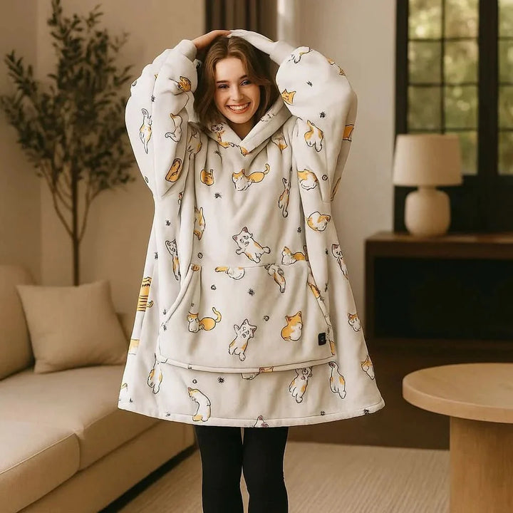BowLift | USB-heated blanket hoodie with fused warmth