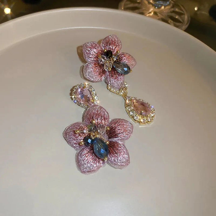 BowLift | Asymmetrical Oriental Hibiscus Crystal Earrings