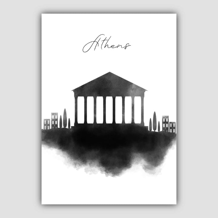 Athen Watercolor Skyline City View Print | Bowlift