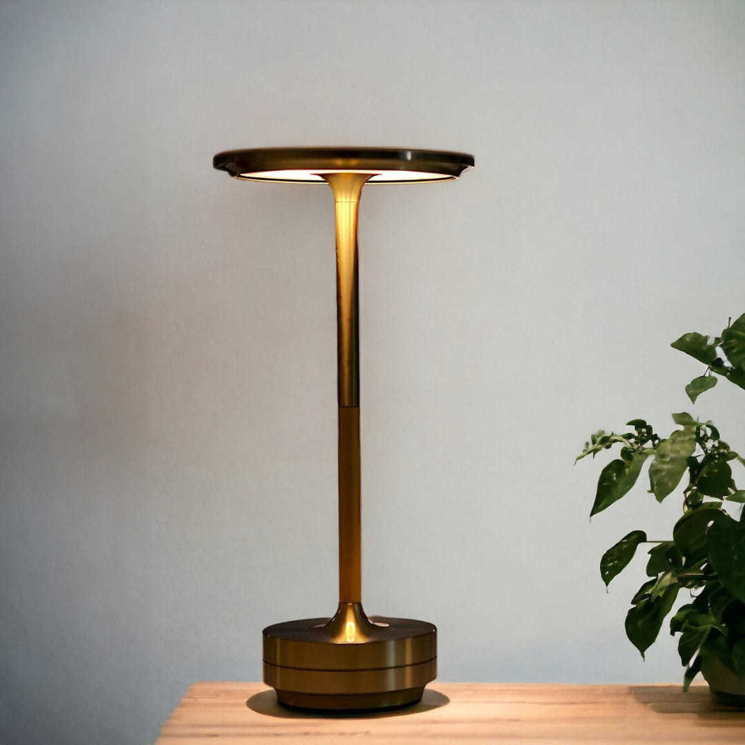 BowLift | Cordless Rechargeable Modern Aura Table Lamp with Touch Controls | Wireless LED Light for Modern Side Tables and Office Desks | Minimalist Table Lamp
