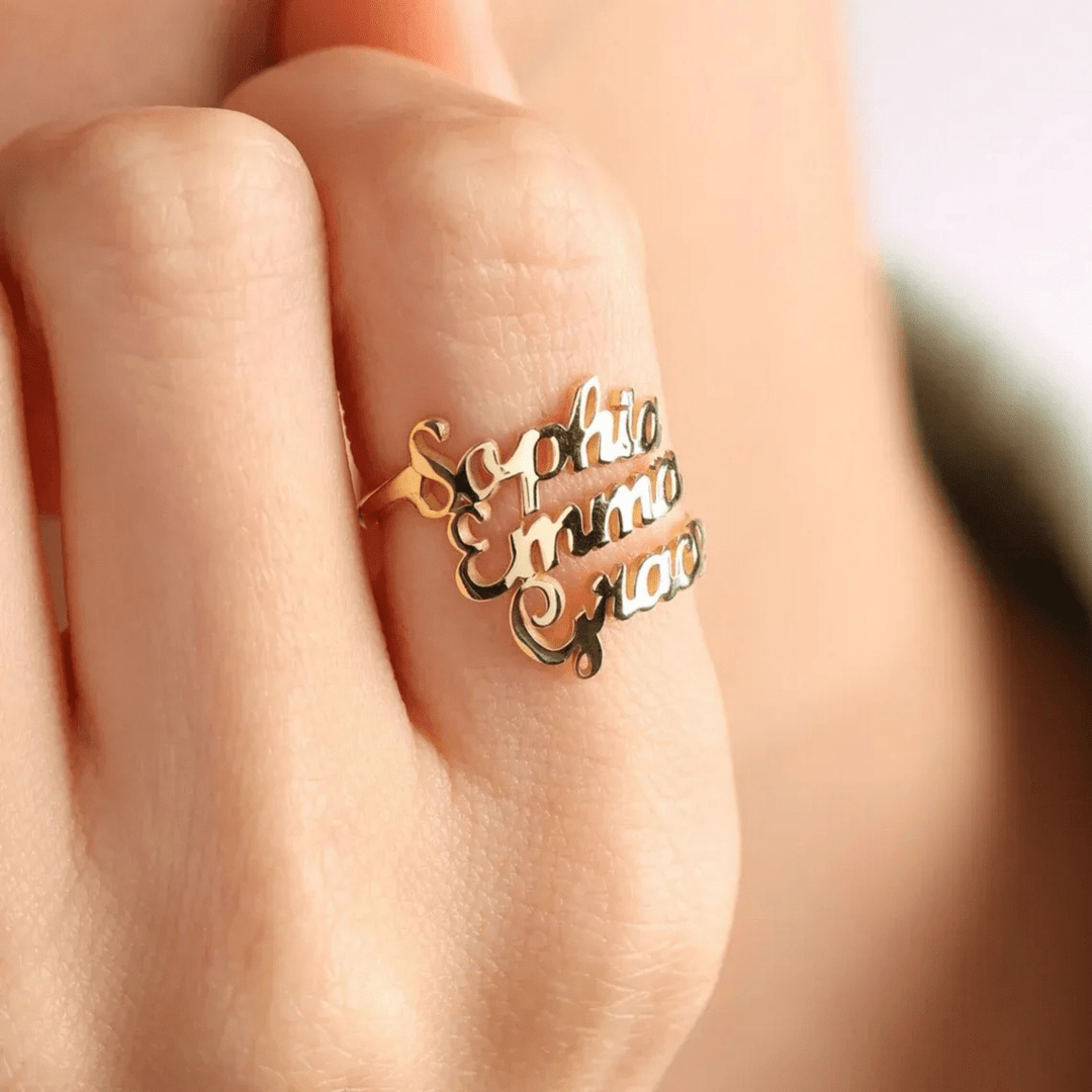 BowLift | AURELION – Custom Adjustable Gold Stainless Steel Name Ring