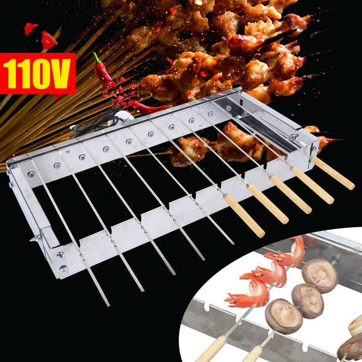 Automatic Rotating Rotisserie Stainless Steel BBQ Grill Skewers Set | Bowlift