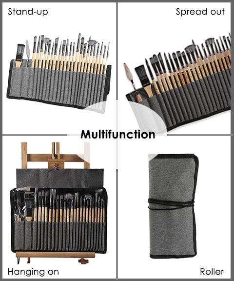 Brush set 24-piece with roll-up case and palette knife | Bowlift