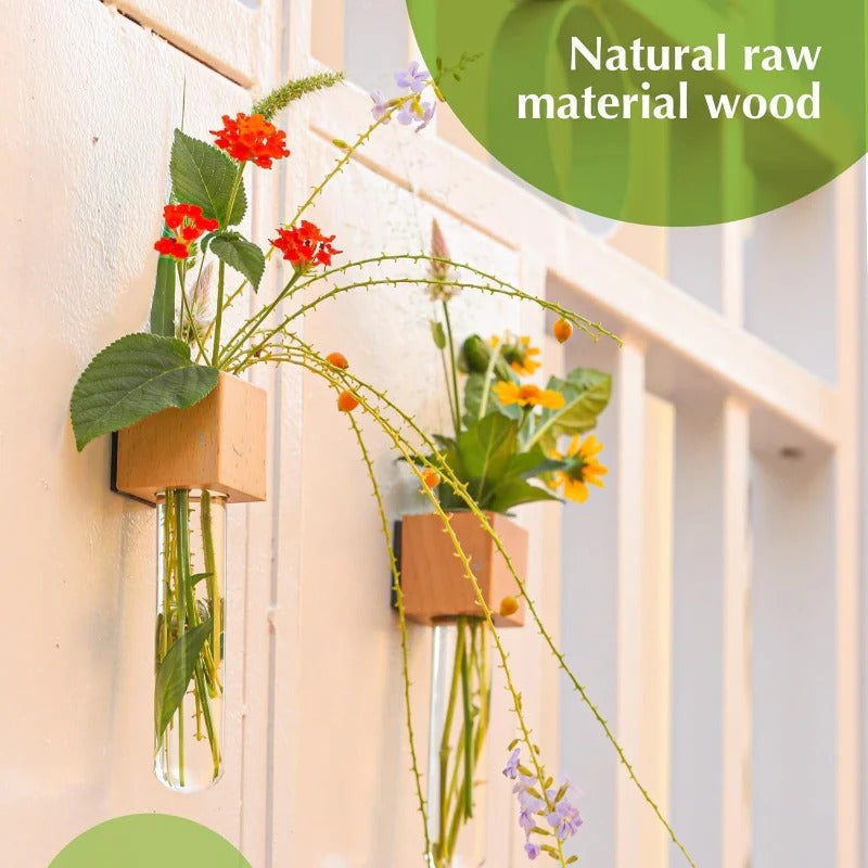 BowLift | Magnetic Mini Vase – Wood & Glass Wall-Mount Decor for Flowers & Cuttings