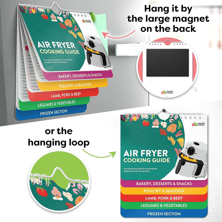 BowLift | Air Fryer Cheat Sheet Magnets Cooking Instructions Booklet