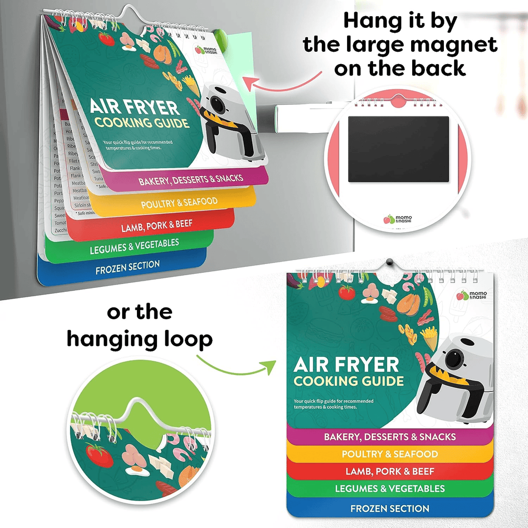Air Fryer Cheat Sheet Magnets Cooking Guide Booklet | Bowlift