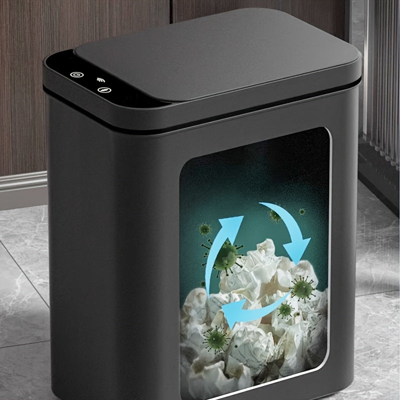 Set of 2 Smart Sensor Trash Cans – Touchless and Compact (Black) | Bowlift