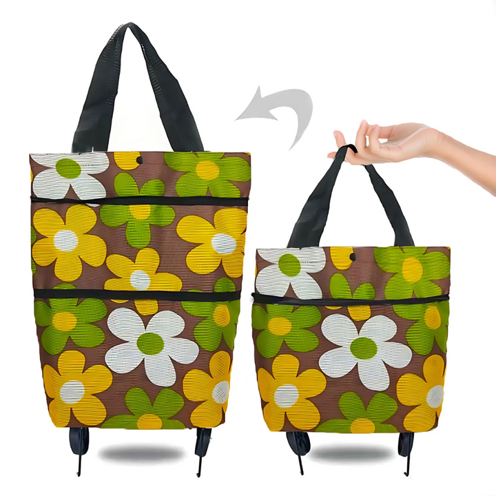 Foldable shopping trolley with expandable wheels | Bowlift
