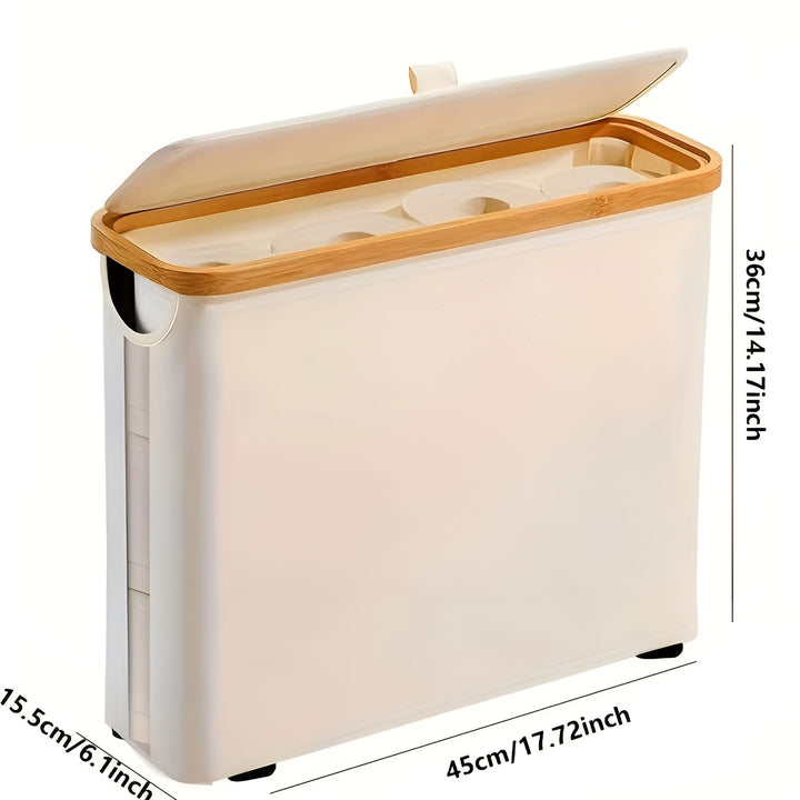 Large toilet paper holder with lid – space-saving & foldaBowlifte | wooden frame for bathroom & toilet | Bowlift