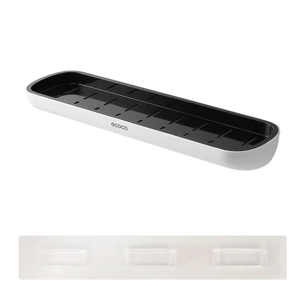 Wall-mounted shower shelf without drilling – With towel holder & drainage holes | Bowlift