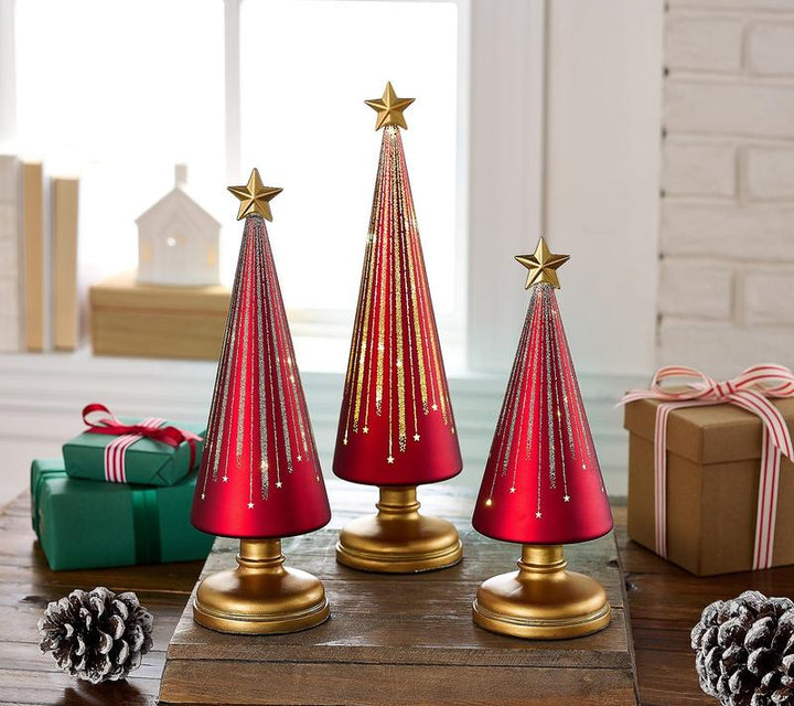 BowLift | Christmas Decoration | LED Light-Up Tree Set | Battery Operated | Built-In Timer
