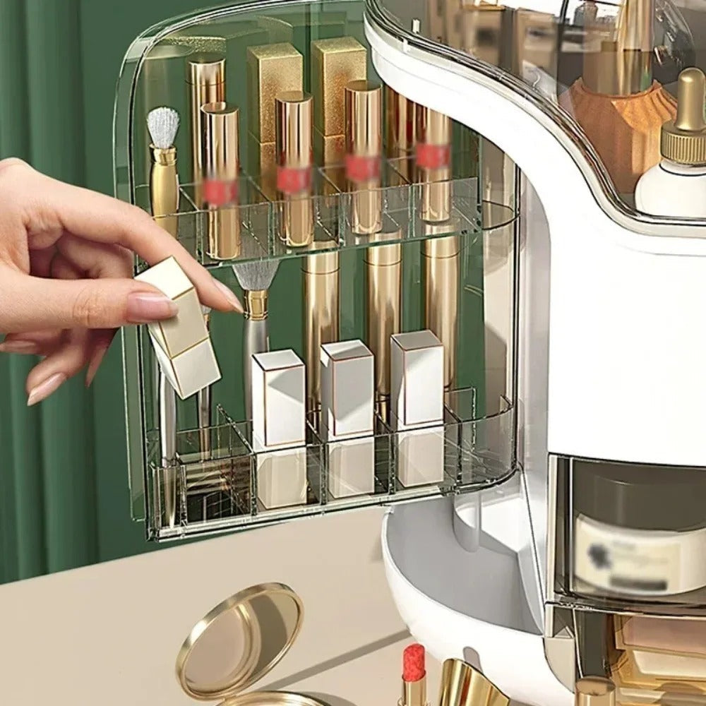 BowLift | Luxury Transparent Makeup Organizer with Sliding Doors and Drawers