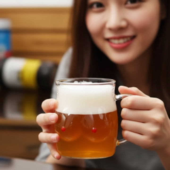 BowLift | Double-Wall Chesty Shape Glass Funny Mug