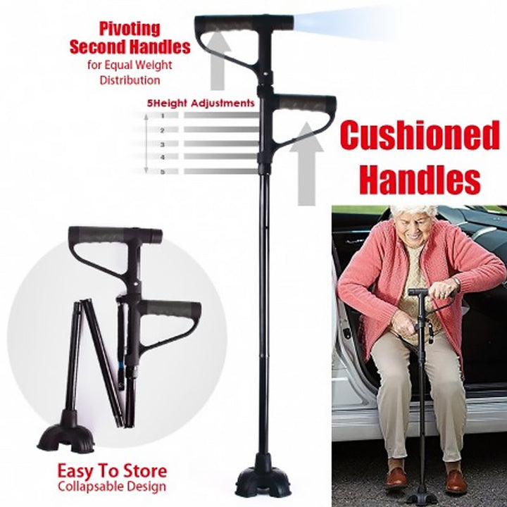 BowLift | Non-slip Folding Walking Stick With LED Light