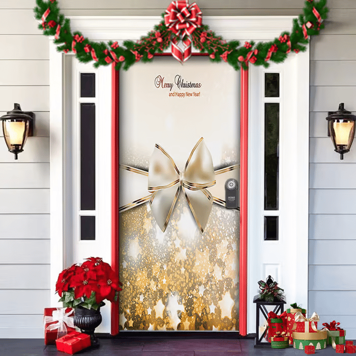 BowLift | Christmas Door Decoration with Santa Claus | Fabric Door Cover | Quick Assembly & Reusable