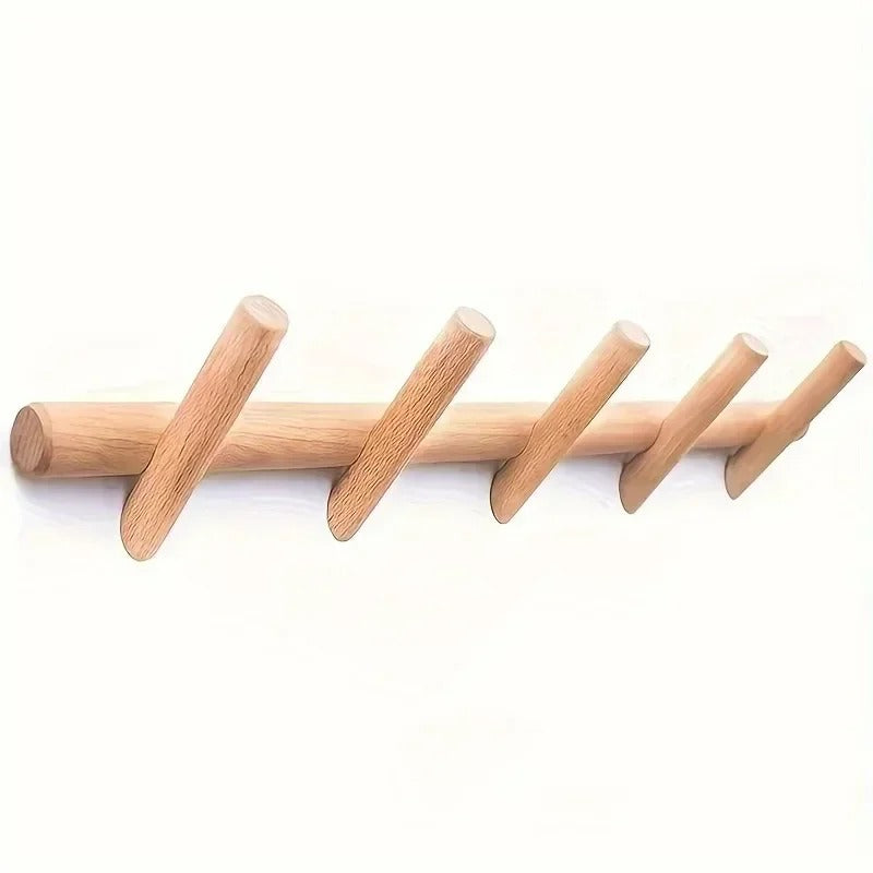 BowLift | Maeve Oak Wall Rack Wooden Coat Hook Organizer