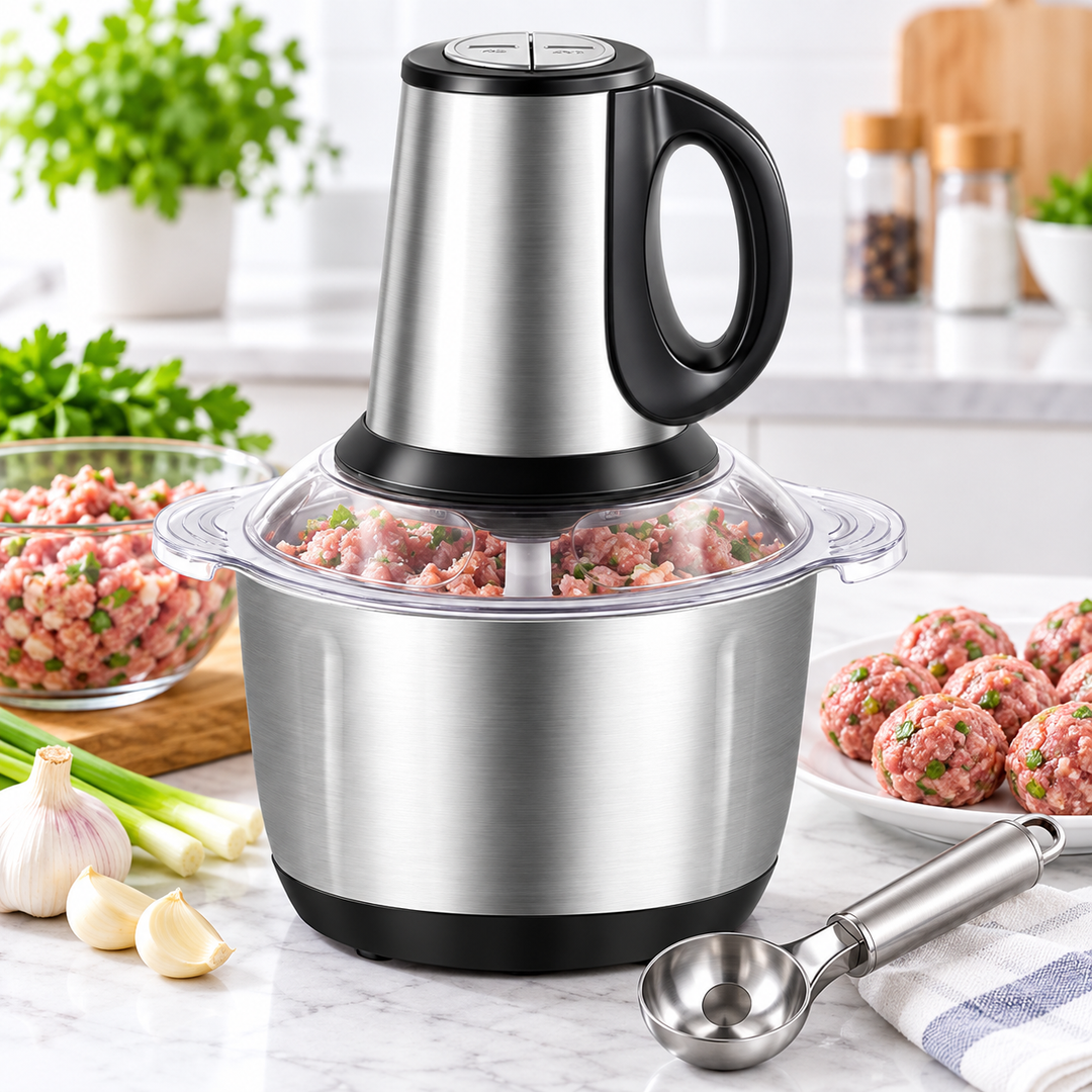 Compact Stainless-Steel Electric Food Chopper & Mini Processor Bowlift