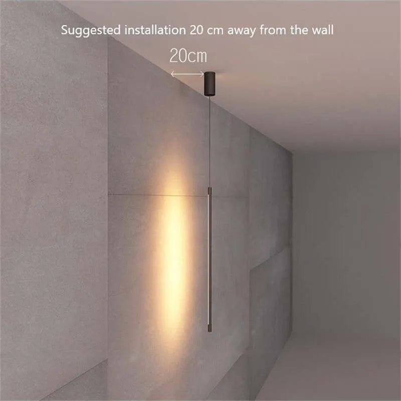 BowLift | Pendant Light Slim Black Metal Bedroom Lamp