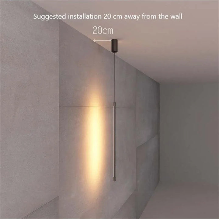BowLift | Pendant Light Slim Black Metal Bedroom Lamp