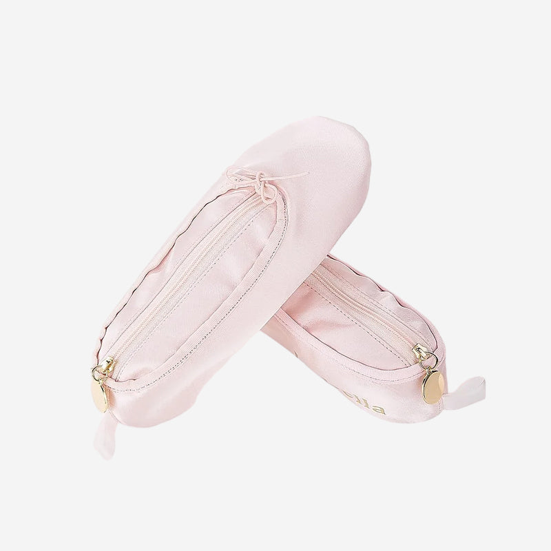 Personalized Pink Ballet Shoe Style Makeup Bag | Bowlift