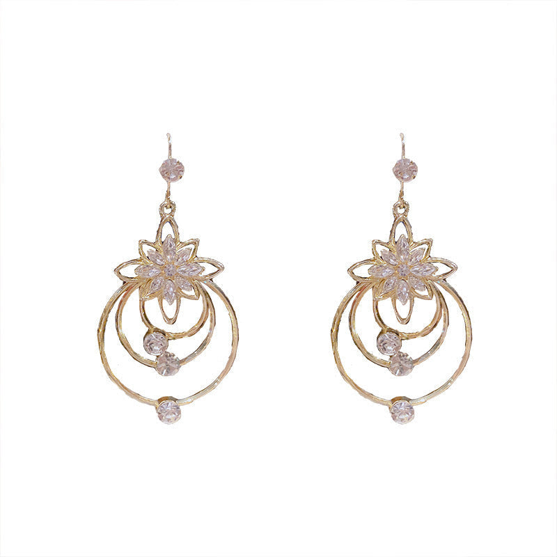 Crystal Lotus Three Ring Earrings Bowlift