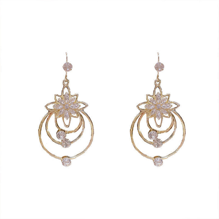 Crystal Lotus Three Ring Earrings Bowlift