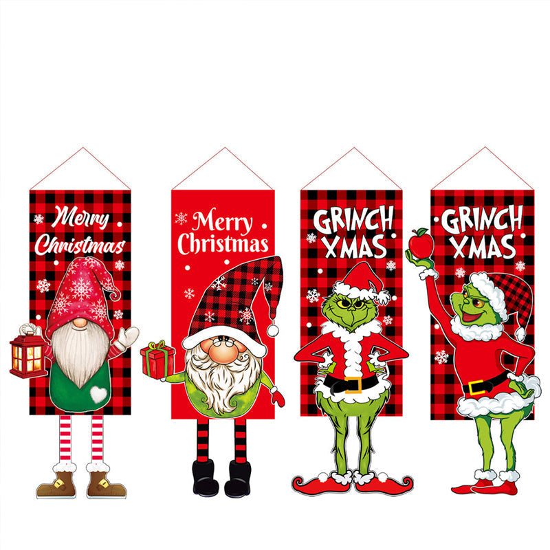 BowLift | Christmas Decoration Hanging Grinch Faceless Doll Door Hanging Flag Garden Flag