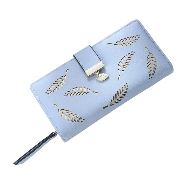 Ladies long wallet with leaf pattern | Bowlift