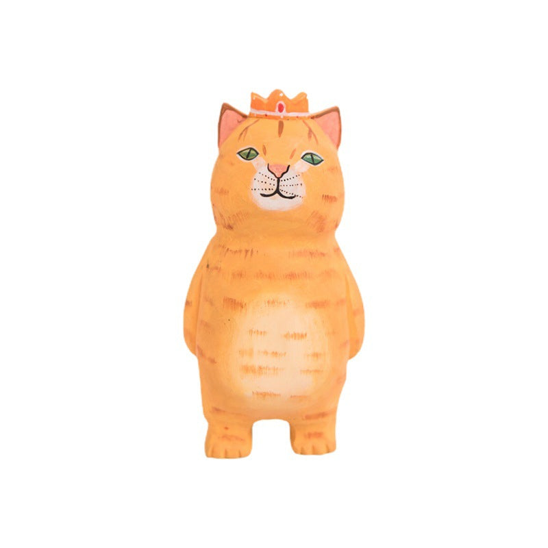 Handmade Cute Cat Wood Carving Ornaments | Bowlift